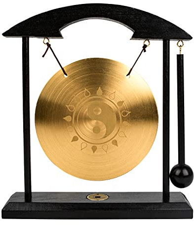 Mose Cafolo Zen Table Gong – Ying-Yang Wasser & Feuer mit Taiji-Symbolen macht einen klaren Klang – für gute Feng Shui Meditations-Schreibtischglocke, Heimdekoration, Glückwunsch, Segengeschenk