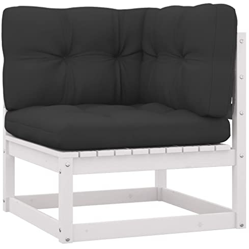 vidaXL Garten Ecksofa mit Kissen, Modular Gartenmöbel, Sofa Lounge Sessel für Garten Terrasse Balkon, Gartensofa Gartensessel, Massivholz Kiefer