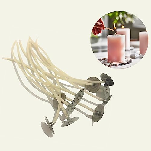 GoSupplies, Mechas de Algodón Natural Pre-Cerado de 15cm con Lengüetas de Sujeción Para la Fabricación de Velas Caseras Mecha Sin Humo Apta Para Todo Tipo de Cera (10x mechas), Blanco, WICKS-10x15cm