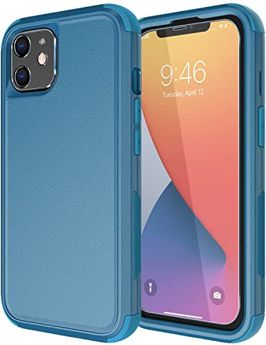 Diverbox for iPhone 11 Case [Shockproof] [Dropproof] [Tempered Glass Screen Protector],Heavy Duty Protection Phone Case Cover for Apple iPhone 11 (Blue-3in1)