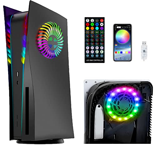 arVin Faceplates Coque de protection pour console PS5 avec bandes LED RVB, résistant aux chocs avec fentes d'air de refroidissement, synchronisation de la musique, 8 couleurs, 400 effets (télécommande