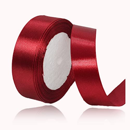 ALOHOVME Geschenkband Burgunder 25mm Breit - 23 Meters Satinband Weinrot | Schleifenband Weihnachten für Geschenkverpackung, Weihnachtsbaum Bügen, Bastelarbeiten, Geburtstag und Hochzeitsdekoration