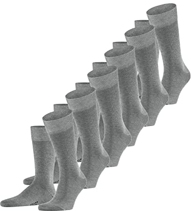 FALKE Herren Socken Happy Multipack M So Baumwolle einfarbig 6 Paar, Grau Light Grey Melange 3390, 43-46