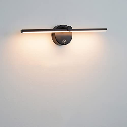 HKLY LED Wandleuchte Dimmbar mit Touch Schalter, Moderne Badezimmer Wandlampe 300 ° Drehbar Bad Spiegelleuchte 4000K Schlafzimmer Bettlampe Wohnzimmer Flur Hotel Wandbeleuchtung,Black