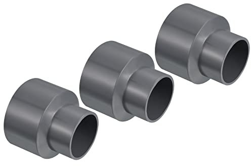 PATIKIL PVC Riduttore Tubo Raccordo 75x50mm, 3pz Dritto Giunto Adattatore Connettore, Grigio
