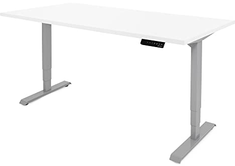 Ergotopia Desktopia Lite Elektrisch höhenverstellbarer Schreibtisch für Büro oder Home Office - 5 Jahre Garantie - ergonomischer Schreibtisch höhenverstellbar mit weißer Tischplatte (120 x 80 cm)