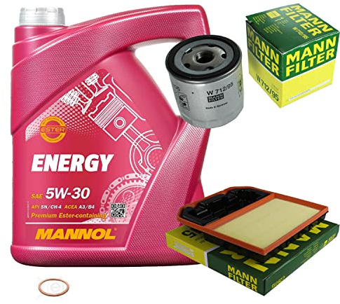 EISENFELS Filter Set Inspektionspaket erstellt mit 5 L Motoröl MANNOL Energy 5W-30, MANN-FILTER Ölfilter, Luftfilter, Dichtring