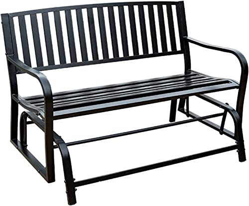 Outdoor Seating/Garden Bench Black Garden Bench Outdoor Wrought Iron Rocking Chair Patio Rocking Chair for 2 Persons