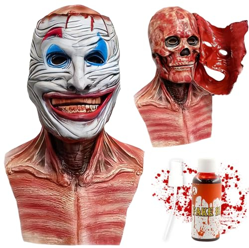 SHOWHEEL Halloween Masken Horror,Gruselige Halloween Maske mit Doppellagiger Abziehbarer Oberfläche,Halloween Masken Aus Latex mit Beweglichem,für Kinn,Halloween,Karneval,Cosplay,Kostümpartys