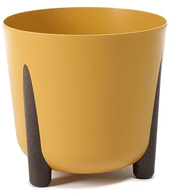 Mustard Plant Pot with Legs Indoor Home Outdoor Garden Round Decorative Flower Planter Holder Cover - Diameter: 29.5cm - Height: 28cm