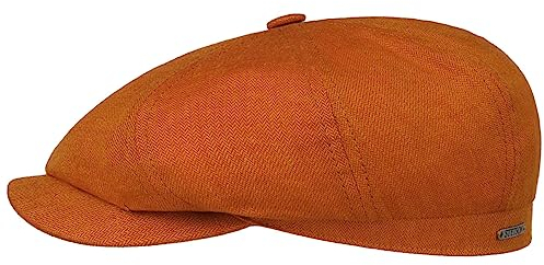 Stetson Hatteras Flatcap Leinen Klassisch 100% Leinen UV-Schutz 40 Made in EU Herren Frühjahr Sommer orange 61 cm