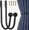 XxinXrongMetal Curtain Holdbacks, 2 Pcs Curtain Drapery Holdbacks, Curtain Tieback Hooks, Wall Mounted Window Curtain Holder Hooks, Drapery Holdbacks for Fixed Curtain or Hanging Items (black)