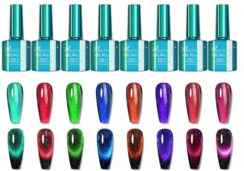 12D Gel Nagellack Set, UV Nagellack Magnet Set, Katzenaugen Magnetisch Maniküre, Gellack Glitzer Gelnägel Für Nagelstudio, Zuhause, Nagel(6 Stück & 7.5ml)