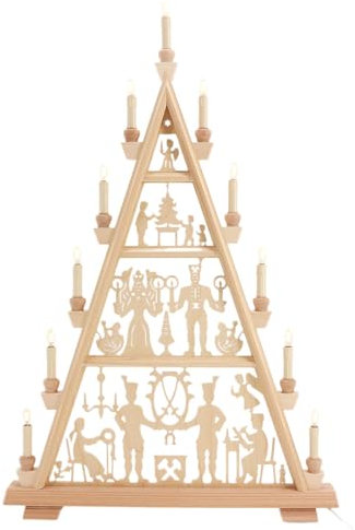 SCHENK HOLZKUNST Lichterspitze Motiv Engel und Bergmann, 4 Etagen