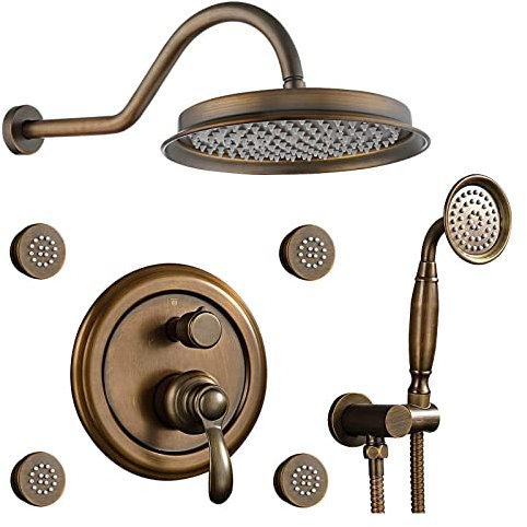 Ksunun Unterputz Duscharmatur Set, 3 Funktionen Retro Duschset Enthalten Duschkopf, Wandmontage Duschsystem, Handbrause Und MassagedüSen, Dusche Regendusche Set, Unterputz Duscharmatur Set