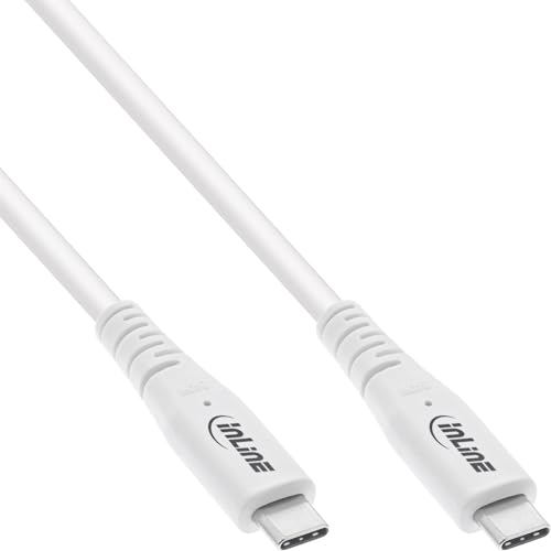 InLine USB4 Cable, 240W USB-C to USB-C Charging Cable, PD 3.1, 40 Gb/s, 8K@60Hz, Thunderbolt 3, for Screens, Hard Drives, Graphics Cards, Smartphones and More, 2 m, White, 35902W