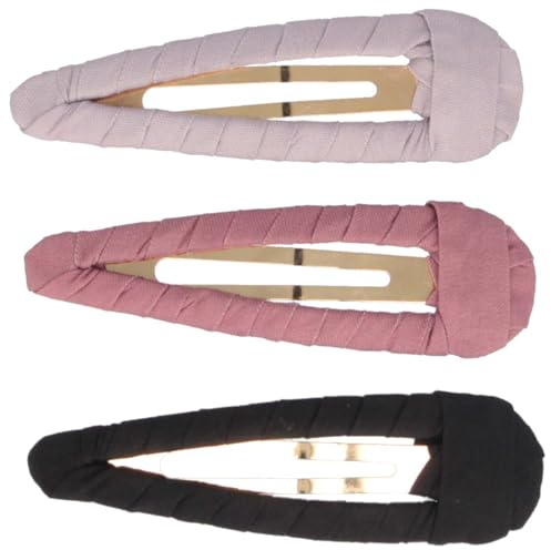 PARSA Beauty Hair Heroes – Cozy Styles Haarclips mehrfarbig Satin 3 Stk in Beige, Rosa und Schwarz – Starker Halt & schonendes Haarstyling – Ideal für dickes & dünnes Haar – Elegante Haarklammern