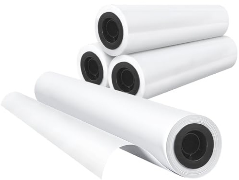 Plotter Paper 24x 150' Wide Format Blueprint Paper, 4 Rolls, Goefun 20lb CAD Bond Rolls on 2 Core for CAD Printing on Inkjet Printers
