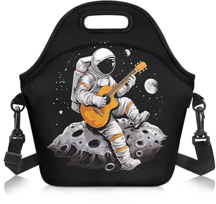 KUIFORTI Lonchera de neopreno para mujer, lonchera de hongos, contenedor de almuerzo escolar para niñas y adolescentes, lonchera grande, bolsas de picnic reutilizables con correa de hombro desmontable
