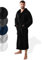 SIEGENTHAL® Herren Bademantel Frottee Velours 100% Baumwolle - Kapuzenbademantel, weich, saugfähig, warm, lang, Luxus, Premium, Wellness, Spa, hochwertige Verarbeitung, Schwarz M L