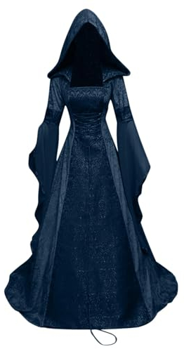 Generisch Viktorianisches Kleid Mittelalter Damen Gothic Kleidung Vintage Renaissance Mittelalterkleid Dress Hexenkostüm Halloween Horror Kostüm Kleider Vampire