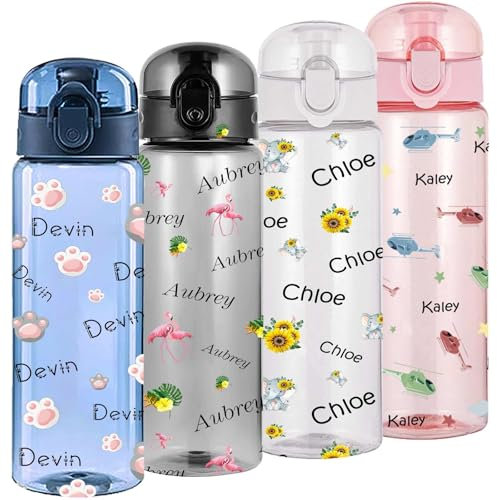 Hodmec Personalisierte Wasserflaschen, individuelle Plastikwasserflasche mit Namen und Foto, 780ml, individuelle auslaufsichere Wasserflasche mit Griff für Sport, Fitnessstudio, Reisen