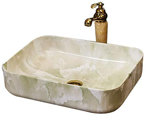 ASumPio Lavabo De Salle De Bain, Lavabo De Comptoir, Lavabo avec Robinet, 50X40X13Cm, Salle De Bains Au-Dessus du Comptoir, Cuvette De Lavabo De Toilette,
