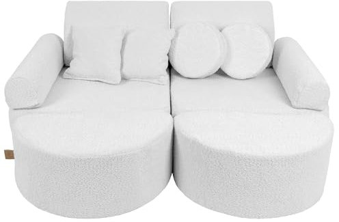 MEOWBABY Kindersofa – Spielsofa für Kinder – Weiche Klappsofa mit Schlaffunktion – Kuschelecke für Kinderzimmer, Cord, Ecru