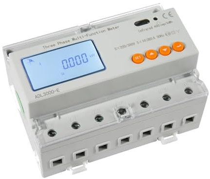 AMEHRU Compteur d'énergie Multifonction triphasé monté sur Rail DIN ADL3000-E AC 3 × 220/380 V UIPQS PF kWh kvarh Gestion de l'énergie(100A RS485)