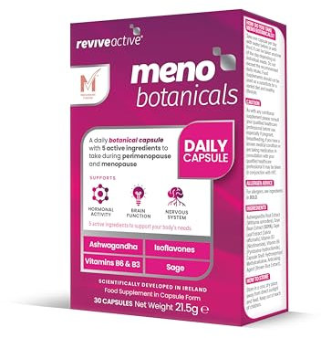Meno Botanicals Supplement - Natural Support for Perimenopause, Menopause, and Post-Menopause. Contains Ashwagandha, Sage, SOYA Isoflavones, and Essential B Vitamins - 30-Day Supply