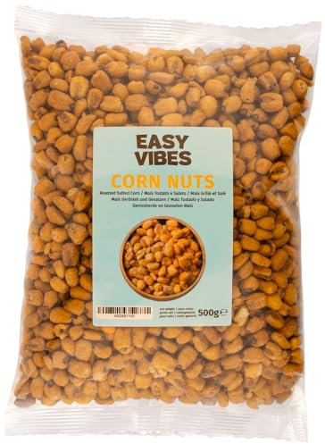 Easy Vibes - Toasted Corn Nuts (500g) | Roasted Salted Corrn Kernels | Perfect Crunch | Ready to Eat | Low Sugar Alternative for Crisps, Mixed Nuts & Pretzels