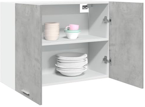 HOMTAKIE Armoire Suspendue Gris béton 80x31x60 cm Aggloméré