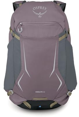 Osprey Hikelite Unisex Hiking Bag, 32L, Graphite Purple | daypack, travel daypack, camping pack, rain cover, wet weather carry, Purple color, OS size