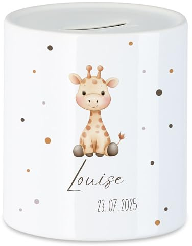 Spardose Kinder mit Namen Personalisiert, Tiermotiv Elefant Geschenk für Mädchen & Junge Geburtstag, Weihnachten, Geburt und Taufe - Sparschwein Geldgeschenk und Wunscherfüller