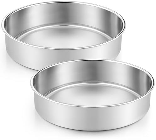 Joyfair Edelstahl Rund Backform Kuchenform 2er Set für Backen - 24,2 x 5 cm | Backformen für Geburtstag/Hochzeit/Weihnachten Schichttorten, Gesund & Ungiftig, Leicht zu Reinigen & Spülmaschinenfest