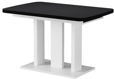 Vicco Esstisch Fenaro, Schwarz/Weiß, 120-160 x 80 cm | 2 Teile, ausziehbar mit Einlegeplatte zur flexiblen Tischverlängerung