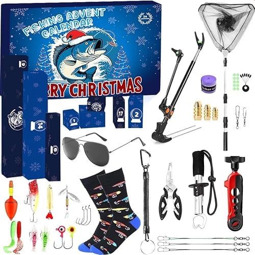 Moyel Angel Adventskalender 2025 Ideen Männer 24 Days Angler Adventskalender Teenager Jungs Angeln Geschenk Angelzubehör Set Fisch Weihnachtskalender 2025 Herren
