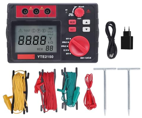 Zhjvihx Digitales Megaohmmeter, Isolationswiderstandstester 20 V 200 V 600 V, für Telekommunikation, Stromerzeugung, Meteorologie, Datenzentren, Ölfelder (EU-Stecker 110-240 V)
