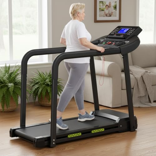 Tapist roulant elettrico anziani, LED grande, maniglioni, 135kg