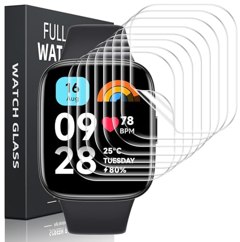 Pnakqil 8 Piezas Protector de Pantalla para Xiaomi Redmi Watch 3 Active,TPU HD Transparente Resistente a los Arañazos Sin Burbujas Suave Cristal Vidrio Templado,Flexible Film Película Protectora
