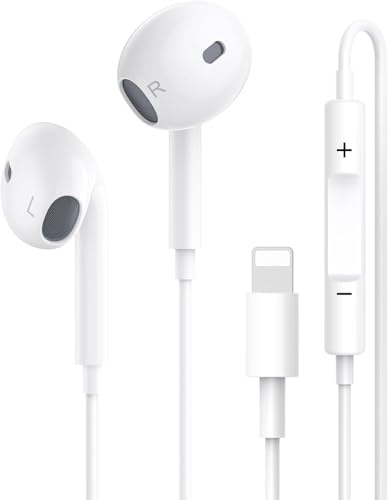 XLSFPY Wired Headphones HiFi stereo noise-canceling wired in-ear headphones, built-in microphone and volume control, compatible with 13 smartphones
