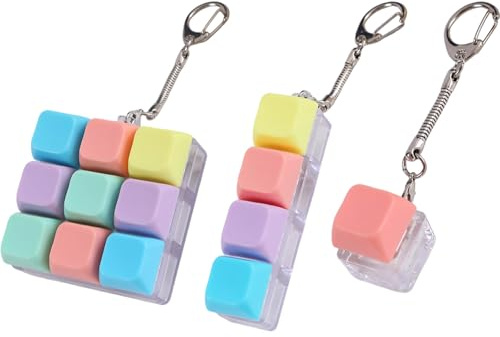 MAUDFEK Keyboard Set, Three-Piece Finger Keyboard Clicker Collection, Stress Relief Keychain with I-Style, Single-Key and Nine-Key Designs, Portable Decompression for Office Use and Daily Focus