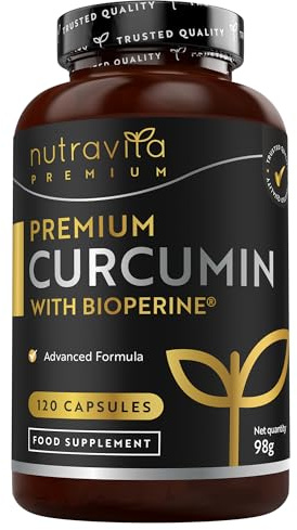 Nutravita Curcumina 95 con BioPerine - 4 Mesi | 120 capsule ad alto dosaggio - Curcumina e piperina da estratto di pepe nero