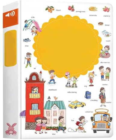 Qapayieg English Learning Talking Book,Early Learning Interactive Speech Activities - English Audio Book for Kids | for 2-6 Years Old Children Boys Girls Preschoolers