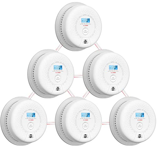 X-Sense Smoke and Carbon Monoxide Detector Combo 10-Year Battery, Wireless Interconnected Combination Detector, Up to 24 X-Sense Link+ Wireless Alarms, SC01-W, 6-Pack