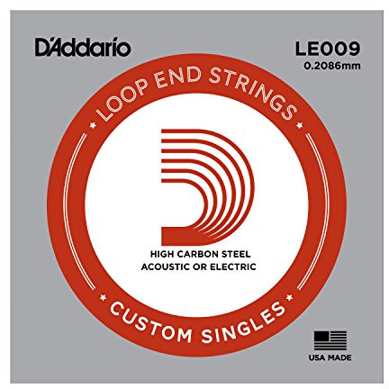 D'Addario LE009 .009 Plain Steel Loop End Single String