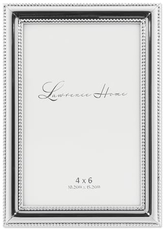 Lawrence Frames 510746 Bilderrahmen, Metall, versilbert, mit filigranen Perlen, 10 x 15 cm