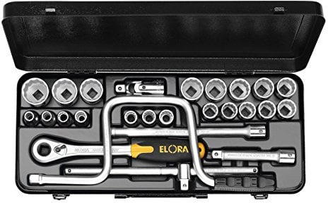 Elora Socket Spanner Set 1/2-Inch, 12 Point, 3/8-1-1/4-Inch AF Set 24 Pieces, 770 Blue
