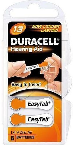 Duracell Hearing Aid Batteries 13 (PR48) Pack of 6