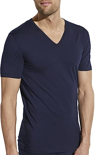 Comfort Pure | V-Neck T-Shirt Short Sleeve - Navy - Zimmerli